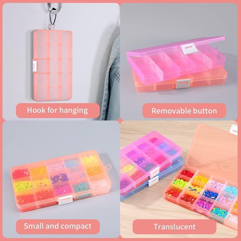 Opret 15 Girds Bead Organizer(8 Pack), Earring Organizer Box, SMALL Plastic Containers with Adjustable Dividers for Crafts Jewelry Screws Fishing Tackles Small Items, Size 6.9×3.9×0.9in - Image 4