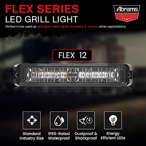 Abrams SAE Class-1 Flex 12 [Amber/White] 36W - 12 LED Snow Plow Truck Vehicle LED Grille Light Head Surface Mount Strobe Warning Light - Image 2