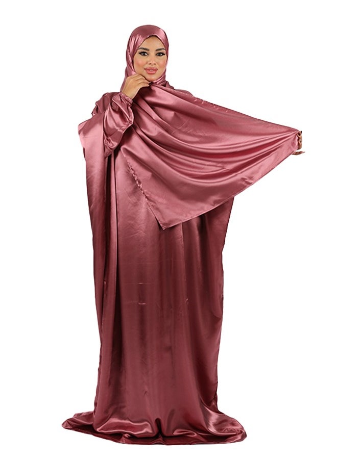 زمرد ثوب صلاة حرير ستان  ساده عملي مع غطاء الرأس من زمرد فاشون  - Image 2