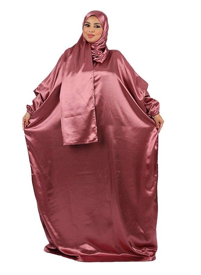 زمرد ثوب صلاة حرير ستان  ساده عملي مع غطاء الرأس من زمرد فاشون  - Image 3