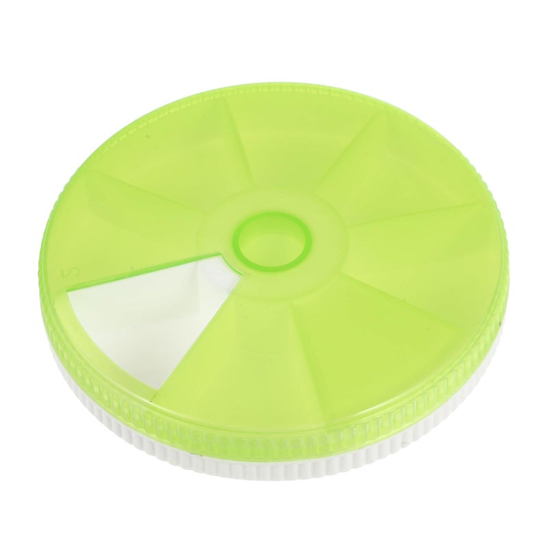 Rotating Lid 7 Compartment Round Pill Organizer Case Portable For Daily Travel - Image 2