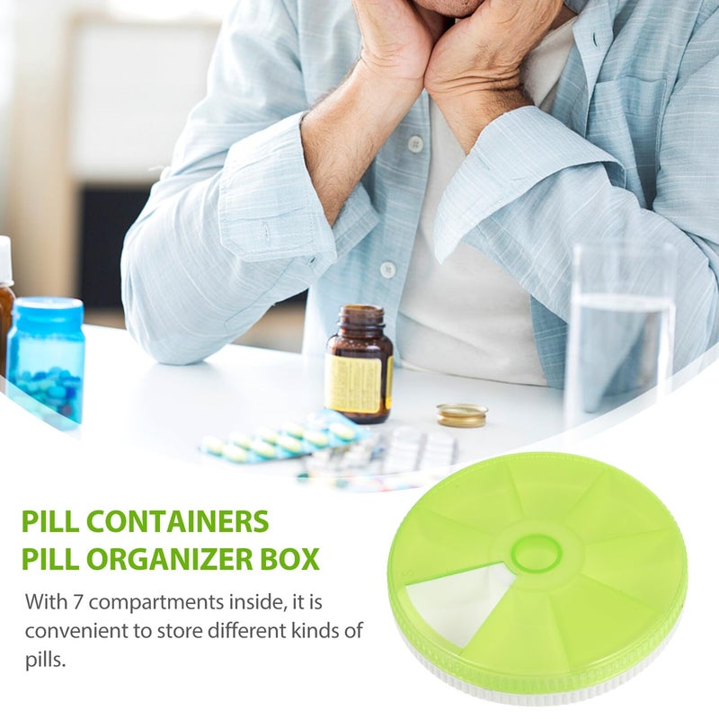 Rotating Lid 7 Compartment Round Pill Organizer Case Portable For Daily Travel - Image 4