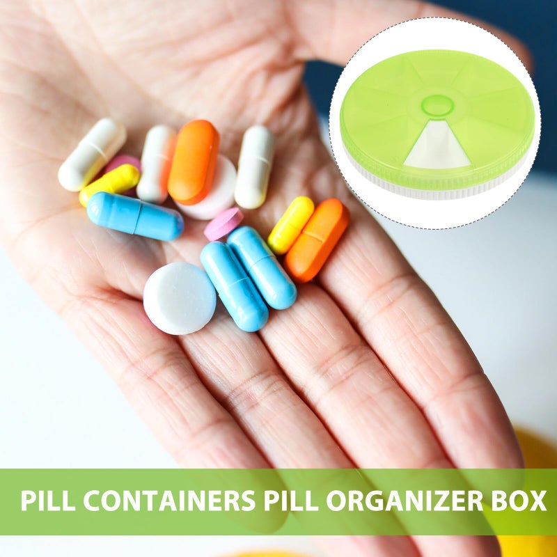 Rotating Lid 7 Compartment Round Pill Organizer Case Portable For Daily Travel - Image 5