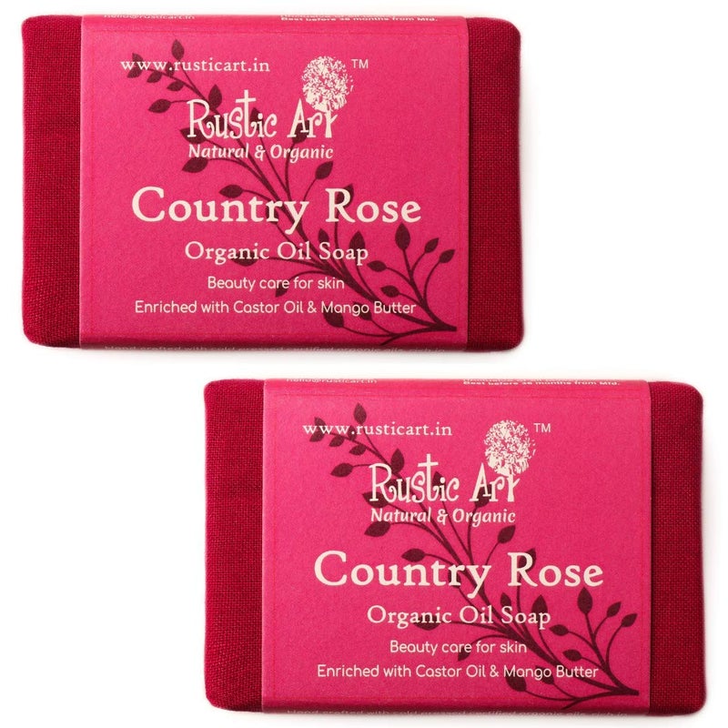 Rustic Art Organic Country Rose Soap  Coldprocessed  Oil Control  Deep Cleansing  For Women  Men  100g Pack of 2 - Image 1