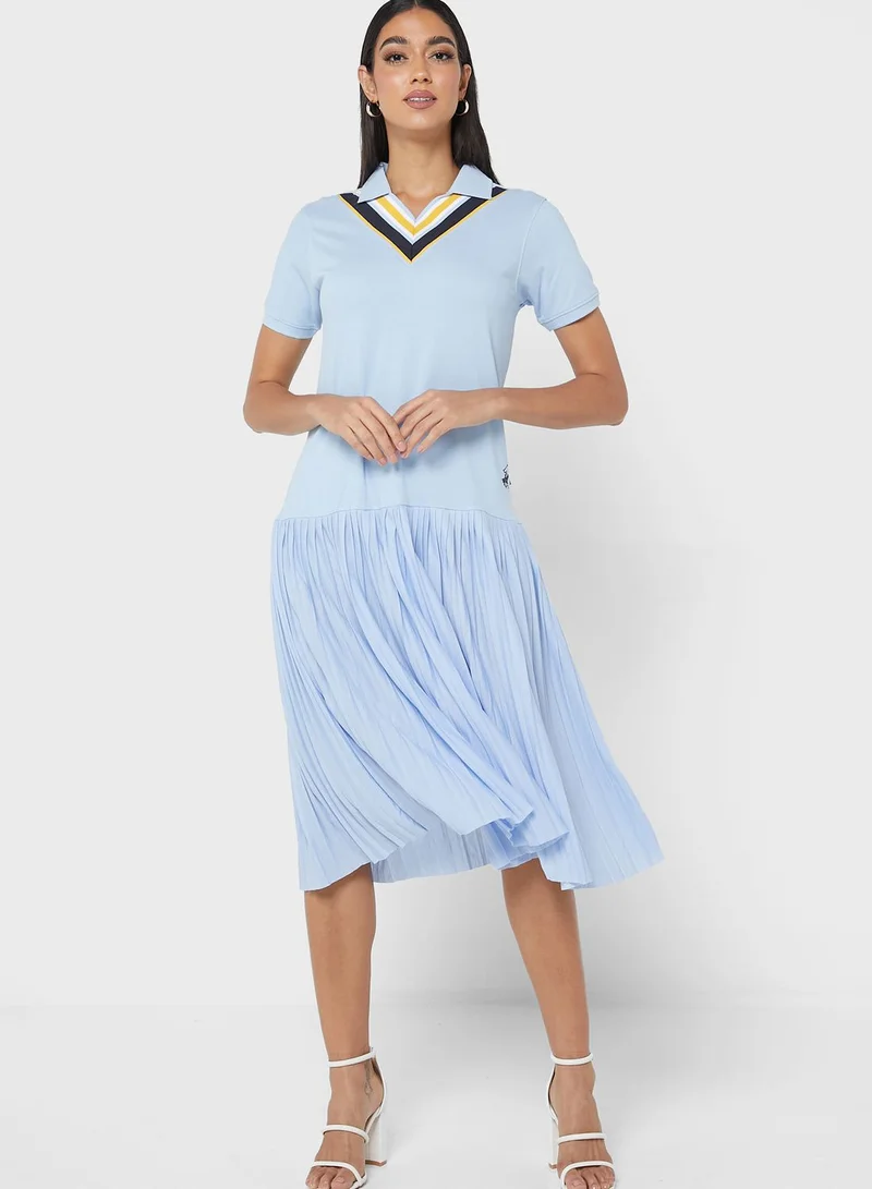bhpoloclub Stripe Detail Pleated Hem Dress
