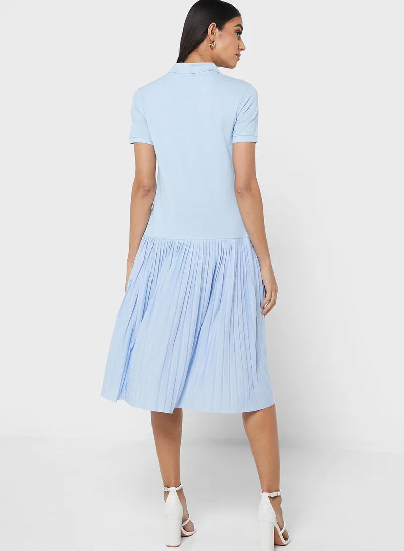 bhpoloclub Stripe Detail Pleated Hem Dress