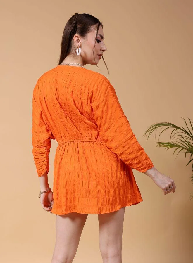 مرفوعة Women Fit and Flared Casual Solid Dolman Sleeves Dress