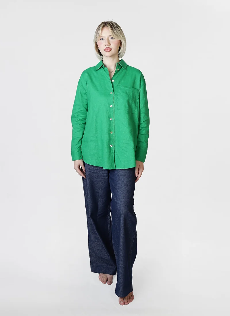 جيمي لي بوند Linen Regular Fit Button Down Shirt