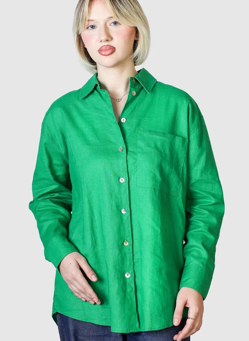 جيمي لي بوند Linen Regular Fit Button Down Shirt