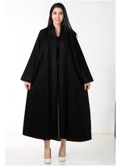 Black abaya with silver threads on the sleeves and collar