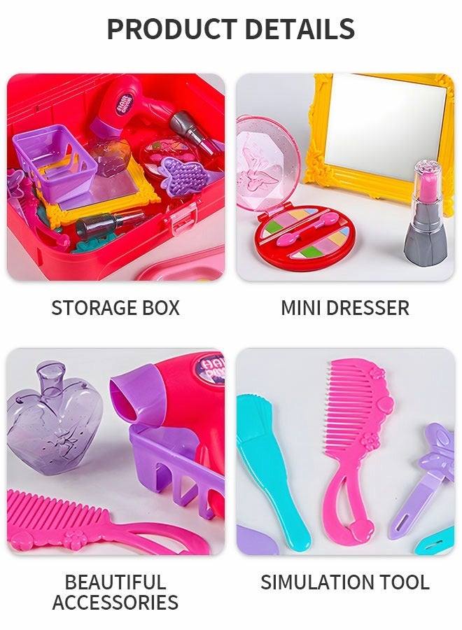 GROIC Beauty Make-up Box Playset, Pretend Makeup Toy Fashion Suitcase Play Set 21 Pieces Children Makeup Toy Little Princess Dressing Play Set  - Image 2