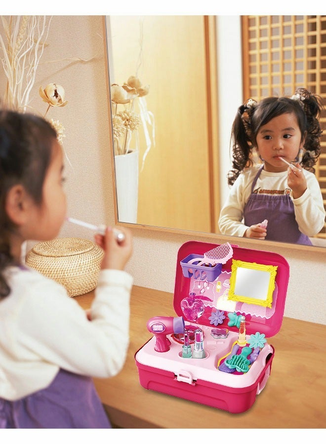 GROIC Beauty Make-up Box Playset, Pretend Makeup Toy Fashion Suitcase Play Set 21 Pieces Children Makeup Toy Little Princess Dressing Play Set  - Image 4