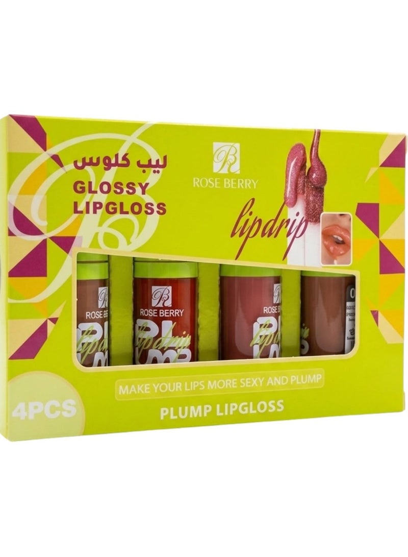 روز بيري ملمع شفاه فاخر لمعان مخملي، ترطيب عميق، وألوان أنثوية تمنح شفاهك إشراقة مورّدة تدوم طوال اليوم 4 قطعة - Image 1