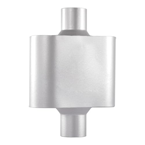 Floshine Universal Mufflers, Performance Automotive Exhaust Muffler, Single Chamber center in/center out, silver (2.75") - Image 1