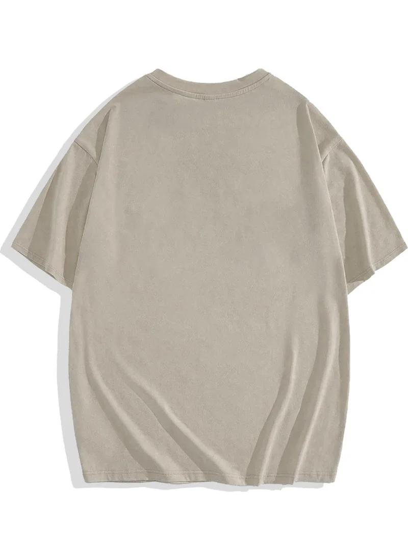 بي ار زد كولكشن Unisex Oversize Basic T-Shirt Beige