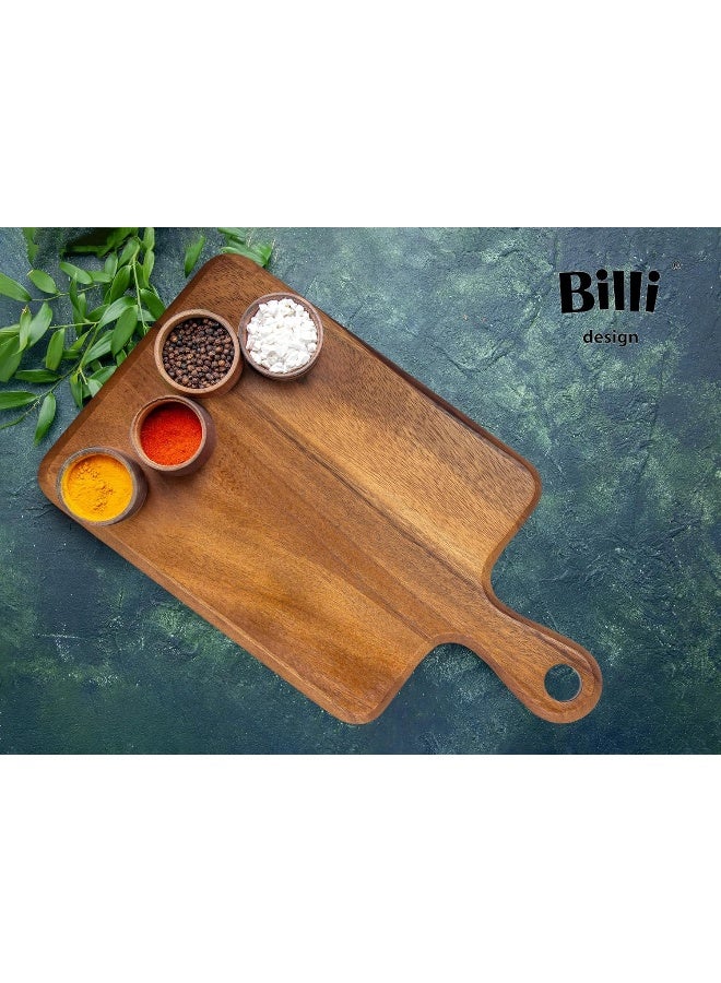 BILLI Billi Wooden Chopping Board with Handle - Acacia Wood Pizza Peel/Cutting Board/Serving Tray, Pizza Paddle  - Image 3
