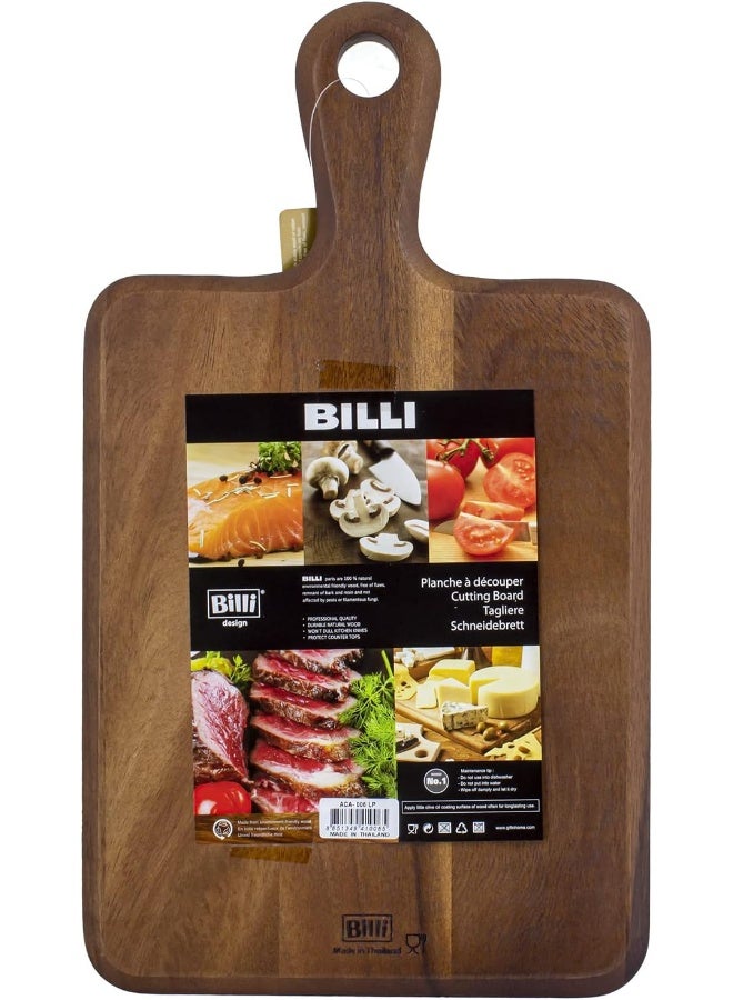 BILLI Billi Wooden Chopping Board with Handle - Acacia Wood Pizza Peel/Cutting Board/Serving Tray, Pizza Paddle  - Image 4