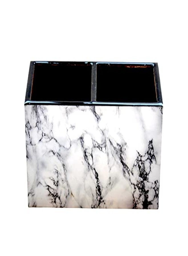 Tranquil Square Handcrafted Premium Finish White Glossy Stone Design Two Rack Cutlery Stand Dinning Essentials - Image 3