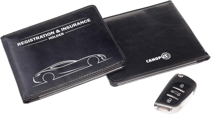 CANOPUS Car Registration & Insurance Holder with Magnetic Closure, Vehicle Document Organizer, Auto Glove Box Wallet, Includes 2 EZ Pass Strip Sets – Car - Image 4