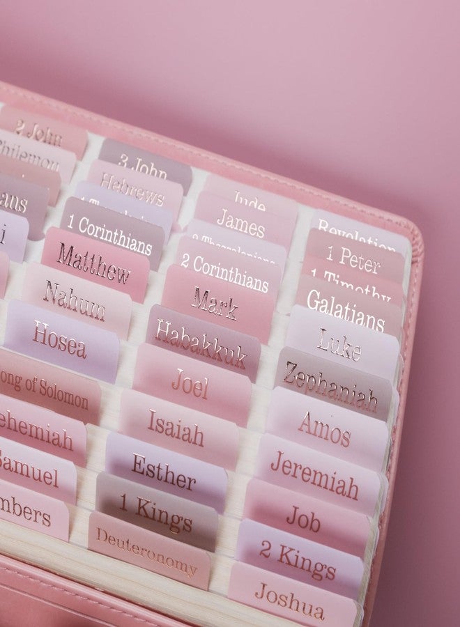 UPAFEXXI-Laminated Bible Tabs (Gold Foil Embossed Lettering), Bible Tabs for Women and Men, Reposition Large Print Stickers, Easy to Read and Apply, 80 Chapters Labels for Easy Navigation(Pink) - Image 4