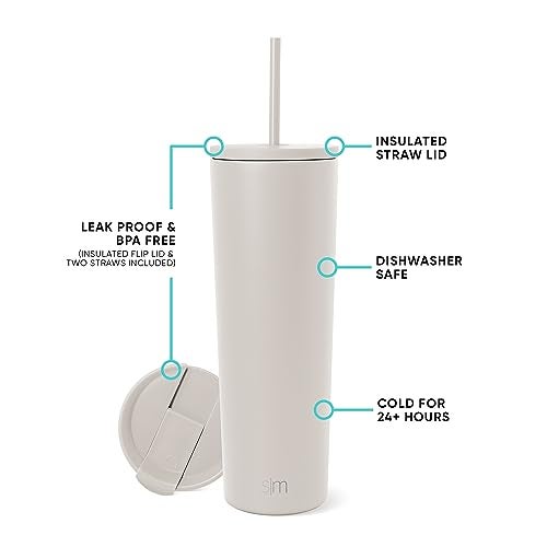 Simple Modern Classic Tumbler with Straw Lid Insulated Iced Coffee Cup Reusable Stainless Steel Water Bottle Travel Mug Gifts for Women Men Her Him 28oz Almond Birch - Image 3