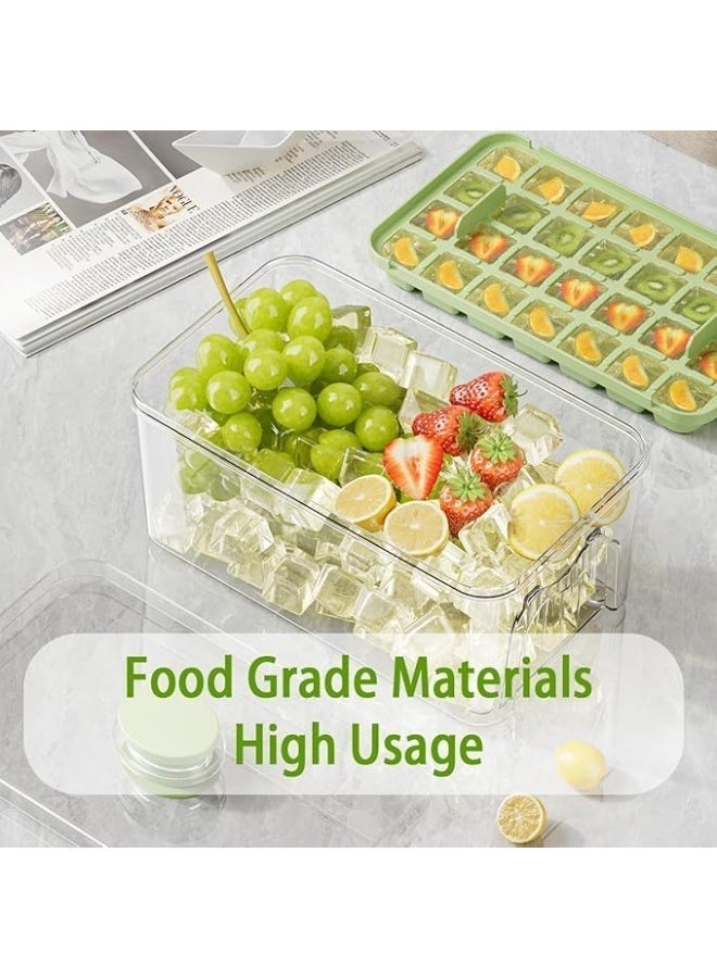 قالب ثلج FreshCube سهل الإخراج مع صندوق تخزين وغطاء – قالب ثلج بـ 28 خانة مع مغرفة، قالب ثلج قابل للتراص وخالٍ من BPA للمجمد – طقم صنع ثلج للمطبخ (أخضر) - Image 5