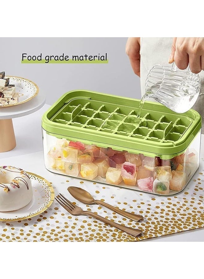 قالب ثلج FreshCube سهل الإخراج مع صندوق تخزين وغطاء – قالب ثلج بـ 28 خانة مع مغرفة، قالب ثلج قابل للتراص وخالٍ من BPA للمجمد – طقم صنع ثلج للمطبخ (أخضر) - Image 4