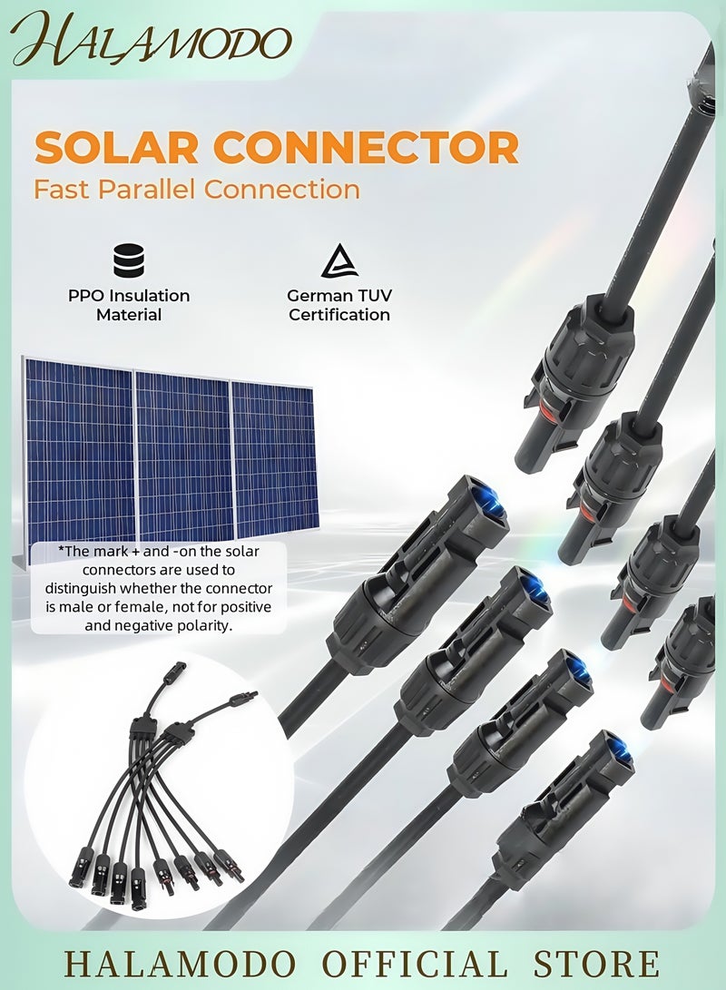 HALAMODO Solar Panel Y Branch Connectors 1 to 4 Parallel Adapter Cable Solar System Splitter Plug Kit Waterproof and Durable - Image 1