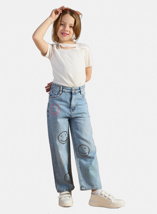 AMB Kidswear Girls' Wide Leg Jeans - Image 1