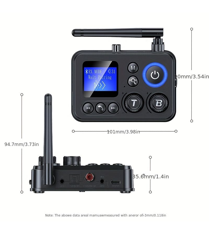 New 2 In 1 Wireless 5.4 Bluetooth Receiver Transmitter With 1.44 Inch LCD Display Supports USB TF Card USB Power Supply For Home Theater Black - Image 2