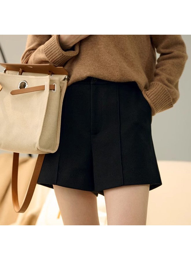 XINYANG Women's Wool Shorts 2025 Spring Wide-leg High-waisted A-line Shorts For Petite With Boots & Martin Boots - Image 4