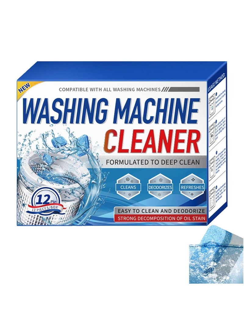 Washing Machine Cleaner Tablets, 2025 Upgrade Clean Inside Drum And Laundry Tub Seal, Washing Machine Deep Cleaning Tablets Descaler for Front Loader Top Load Washer (12 Tablets)  - Image 1