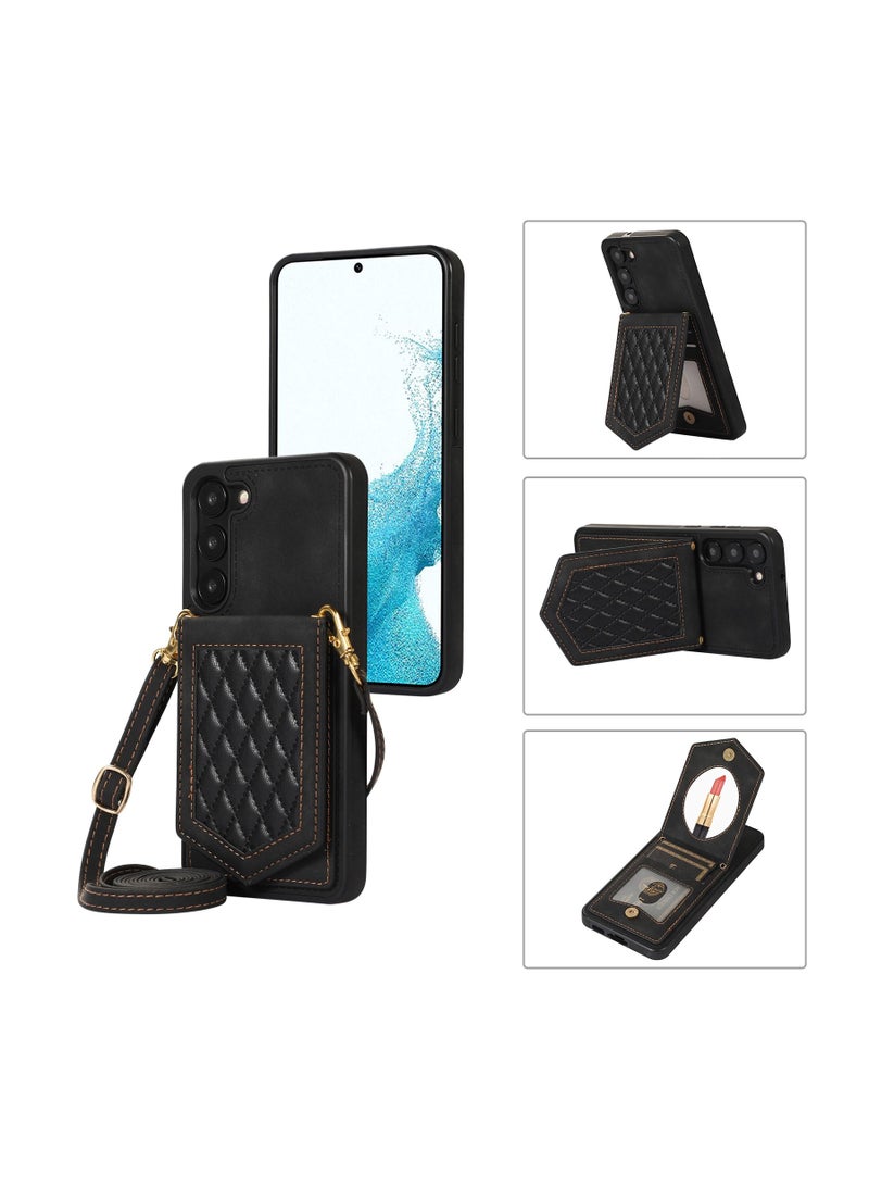 Suteni Crossbody Strap Back Cover Card Slots Leather Phone Case for Samsung - Image 3