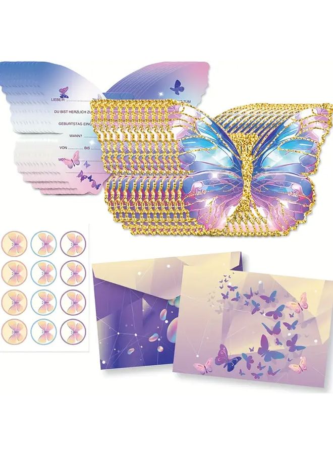 36 قطعة من بطاقات دعوة الفراشة لمجموعة حفلات أعياد الميلاد وبطاقات شكر الهدايا - Image 2