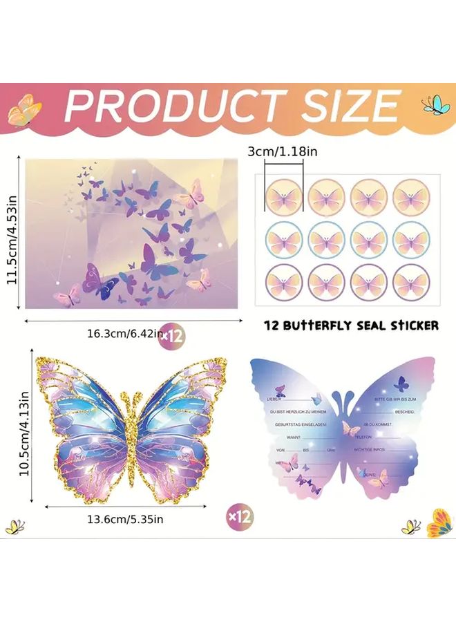 36 قطعة من بطاقات دعوة الفراشة لمجموعة حفلات أعياد الميلاد وبطاقات شكر الهدايا - Image 4