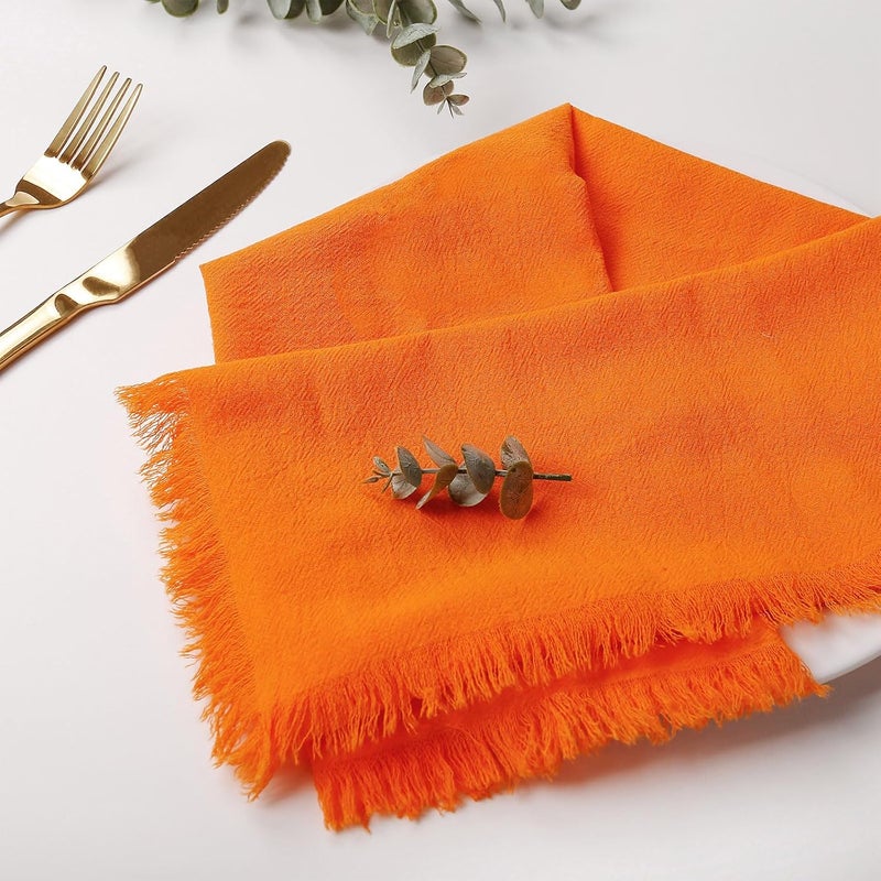 Wonlex Washable Halloween Napkins Cloth Bulk Reusable Absorbent Soft Napkins Set of 8 with Elegant Fringe for Dinner Weddings Decorations Family Event Parties8 PackOrange - Image 5