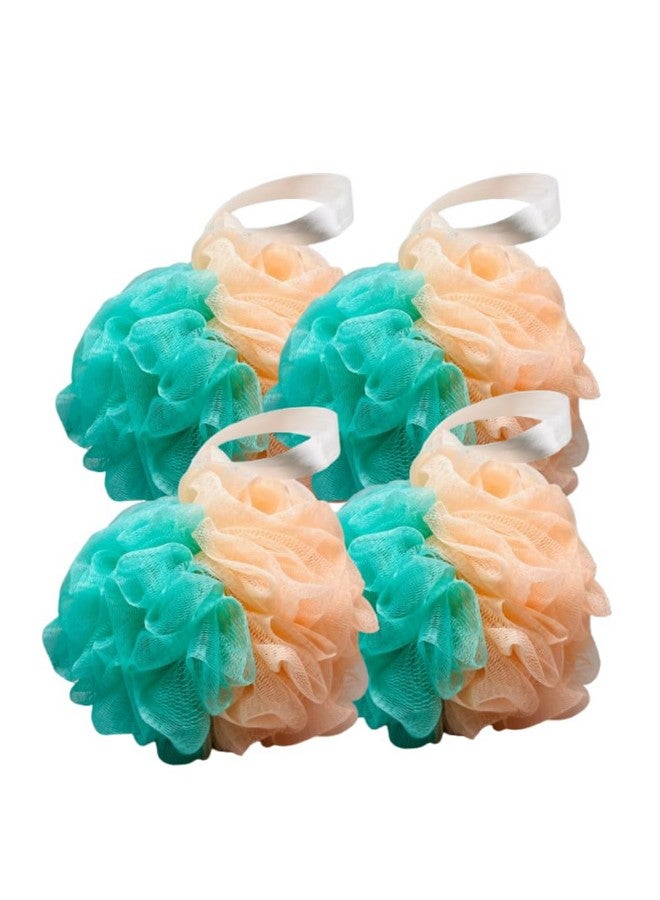 RAPIDO -Premium Dual-Color Loofah Set - 55g/ piece (4-Pack) - Unique Fruity Inspired Design(Blue, Peach and Turquise) - Image 1