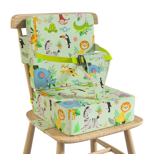 Vahlbeste Booster Seat for Kitchen Chair with Backrest 4 Adjustable Straps Portable TPU Waterproof AntiScratch Toddler Booster Seat for Dining Table Removable NonSlip - Image 1