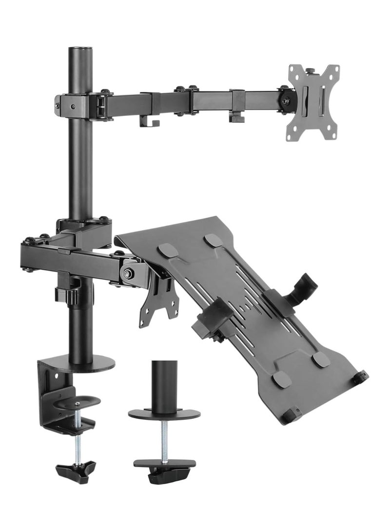 Newstar Laptop Monitor Mount, Dual Monitor Desk Mount Holds 13-32 inch Computer Screen, Laptop Notebook Desk Mount Stand Fits Up to 15.5 inch, Fully Adjustable Weight Up to 8kg - Image 1