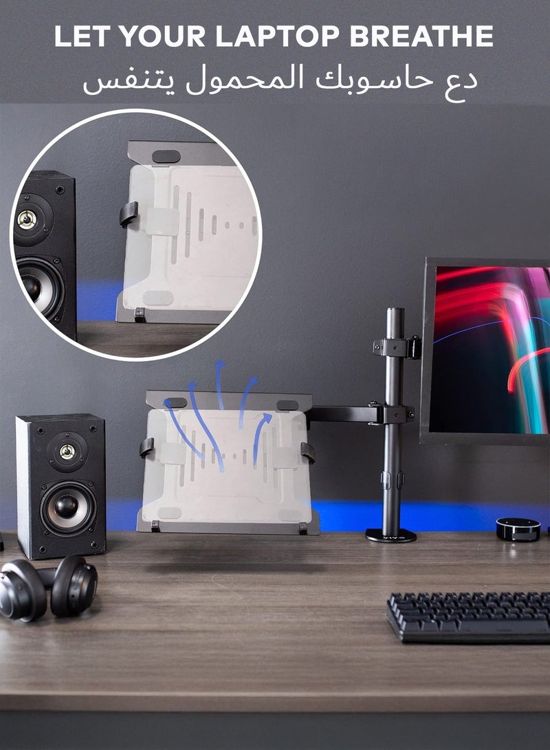 Newstar Laptop Monitor Mount, Dual Monitor Desk Mount Holds 13-32 inch Computer Screen, Laptop Notebook Desk Mount Stand Fits Up to 15.5 inch, Fully Adjustable Weight Up to 8kg - Image 5