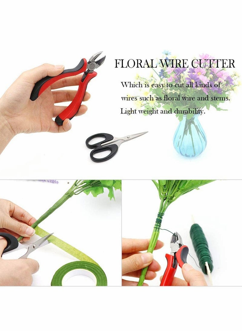 KASTWAVE Floral Arrangement Kit,Floral Craft Tools with 17Pcs Floral Tape 26 Gauge Stem Wire 22 Gauge Paddle Wire 2Pcs Double-Sided Tape for Pearl Corsage Pin Bouquet Wrap Florist - Image 3