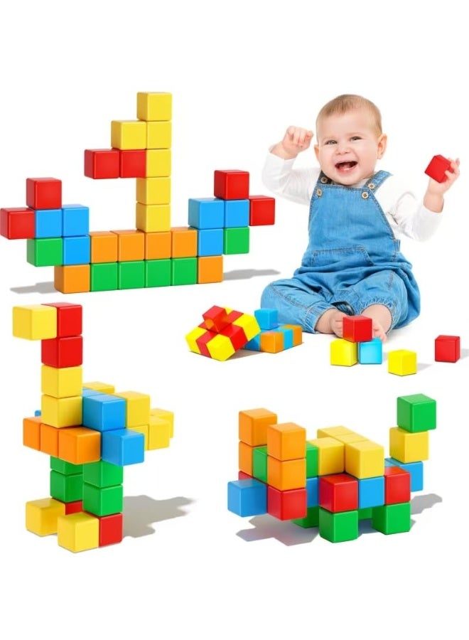 Bukela Magnetic building blocks, 2 cm small magnetic building blocks, 3D magnetic cubes, preschool building set, sensory Montessori toys for children, toddler blocks for boys and girls. - Image 1
