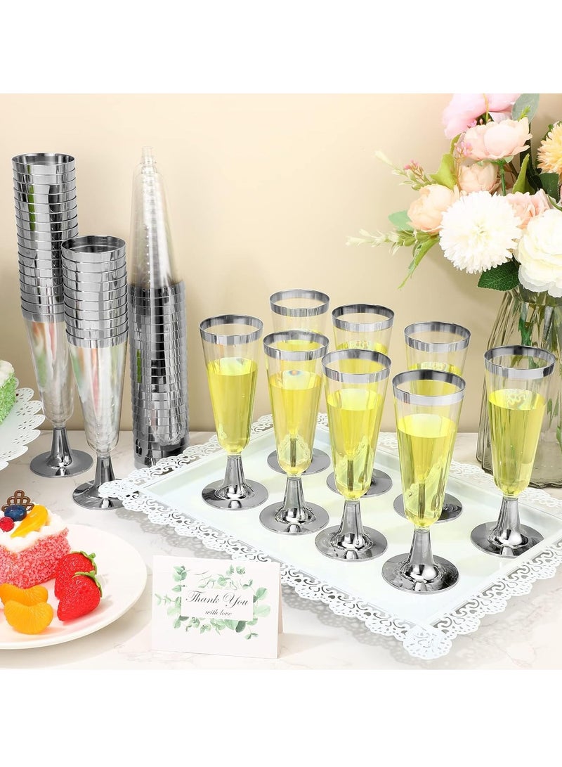 KASTWAVE 12 Pack Plastic Champagne Flutes 5 oz Clear Toasting Glasses Disposable Cups with Rim for Wedding Engagement Birthday Graduation Anniversary Parties - Image 4