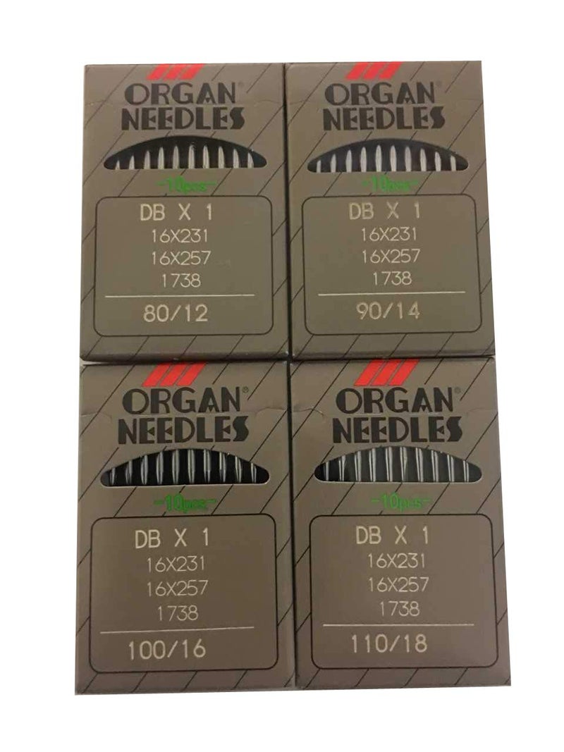 مجموعة إبر صناعية DBx1 مكونة من 40 قطعة 16x257 (الأحجام 12، 14، 16 و 18) 10 قطع لكل حجم