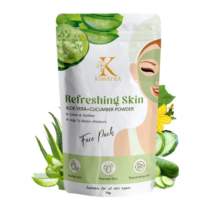 Kimayra Kimayra Aloe Vera Cucumber Face Pack Powder For Refreshing Glow Skin Helps In Anti Ageing Hydrates Soothes Skin Natural Face Pack For WomenMen Safe For All Skin Type 75 GMS Pack Of 1  - Image 1