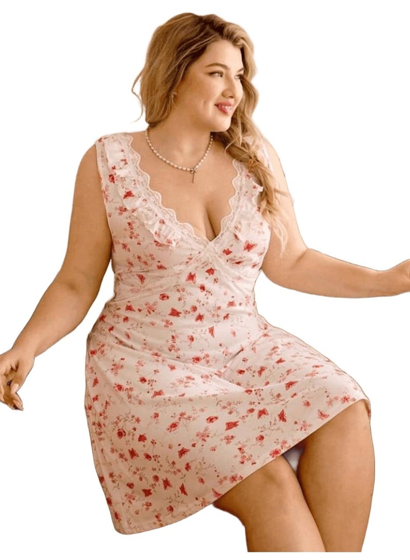 قميص نوم كت قصير - منقوش فراشة - مقاس خاص - Image 4