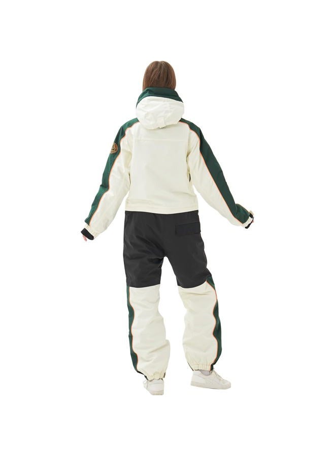 MOUS ONE Women One Pieces Ski Suits Waterproof Warm Insulated Ski Jumpsuit Removable Hood Snowsuit for Snow Sport, White, Medium - Image 2