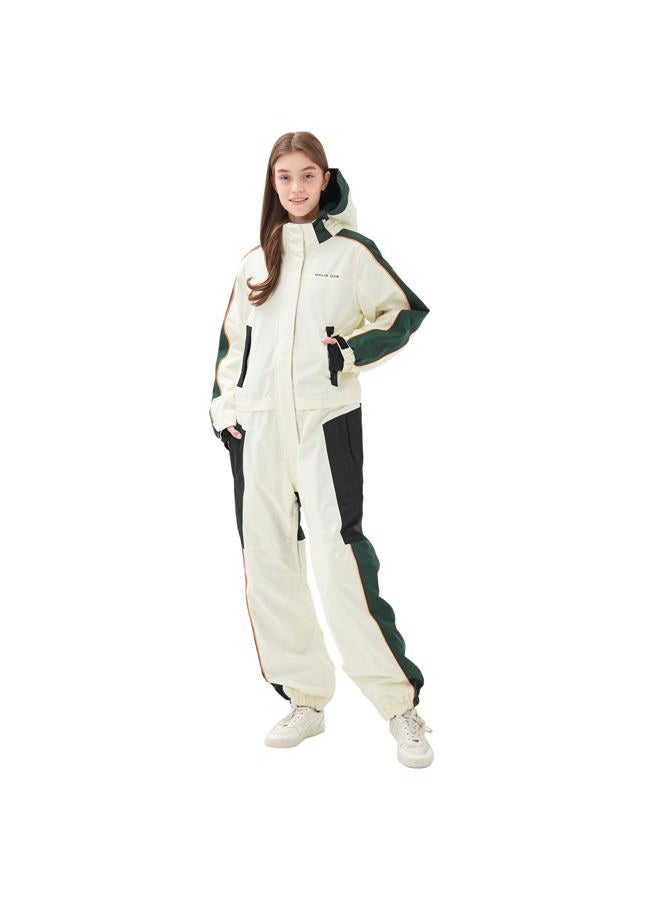 MOUS ONE Women One Pieces Ski Suits Waterproof Warm Insulated Ski Jumpsuit Removable Hood Snowsuit for Snow Sport, White, Medium - Image 1