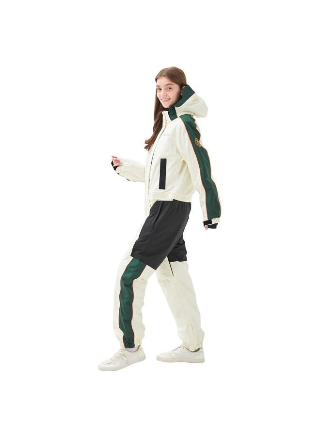 MOUS ONE Women One Pieces Ski Suits Waterproof Warm Insulated Ski Jumpsuit Removable Hood Snowsuit for Snow Sport, White, Medium - Image 3