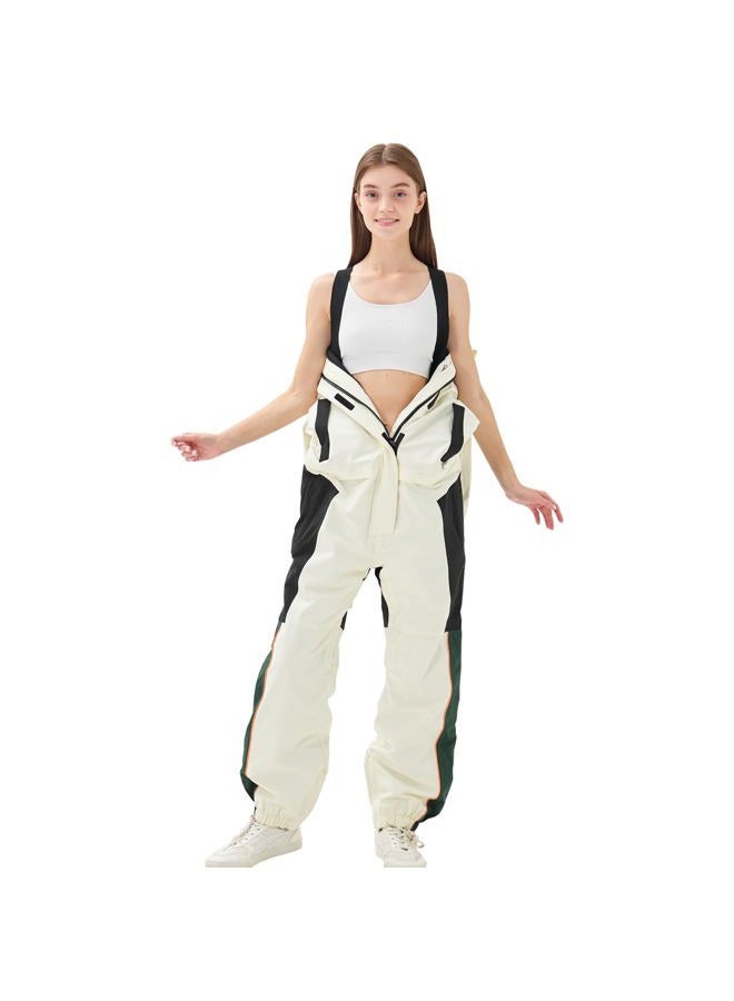 MOUS ONE Women One Pieces Ski Suits Waterproof Warm Insulated Ski Jumpsuit Removable Hood Snowsuit for Snow Sport, White, Medium - Image 4